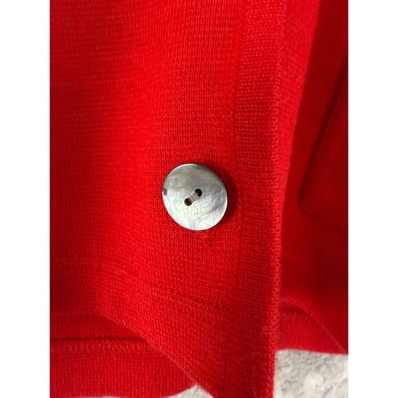 Liz Claiborne Petites Size P Cotton Blend Cardigan Sweater Red Button Pockets - Picture 3 of 10